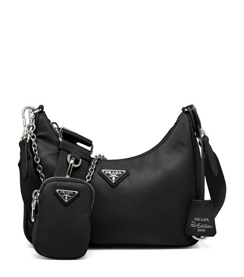 prada re-edition 2005 nylon bag - black - shoulder bags|Prada re edition ruched.